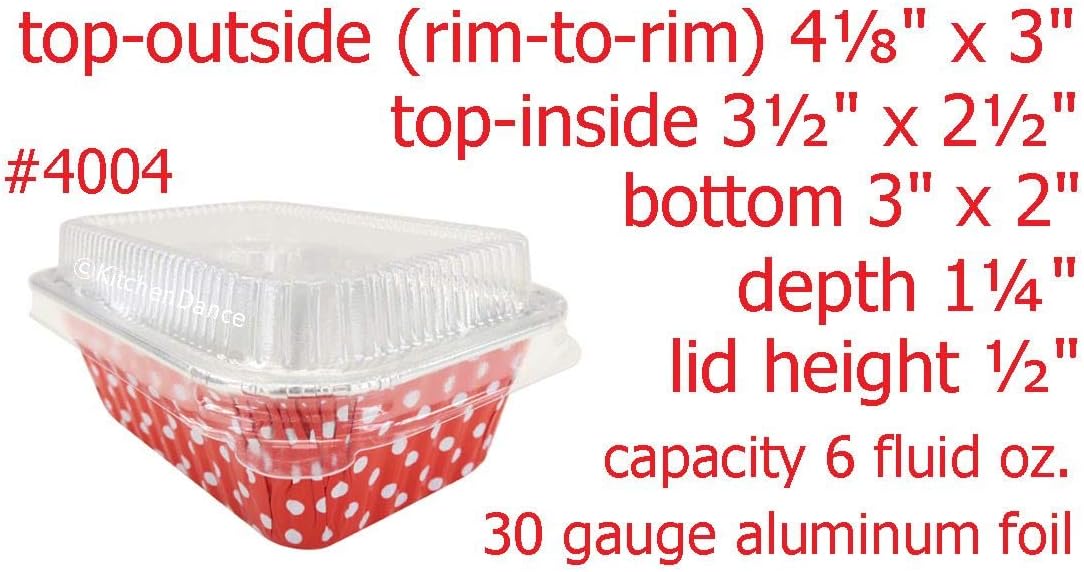 KitchenDance Disposable Aluminum Mini Loaf Pans with Lids - 6 Ounces Rectangular Individual Sized Baking Pans, 50 Count