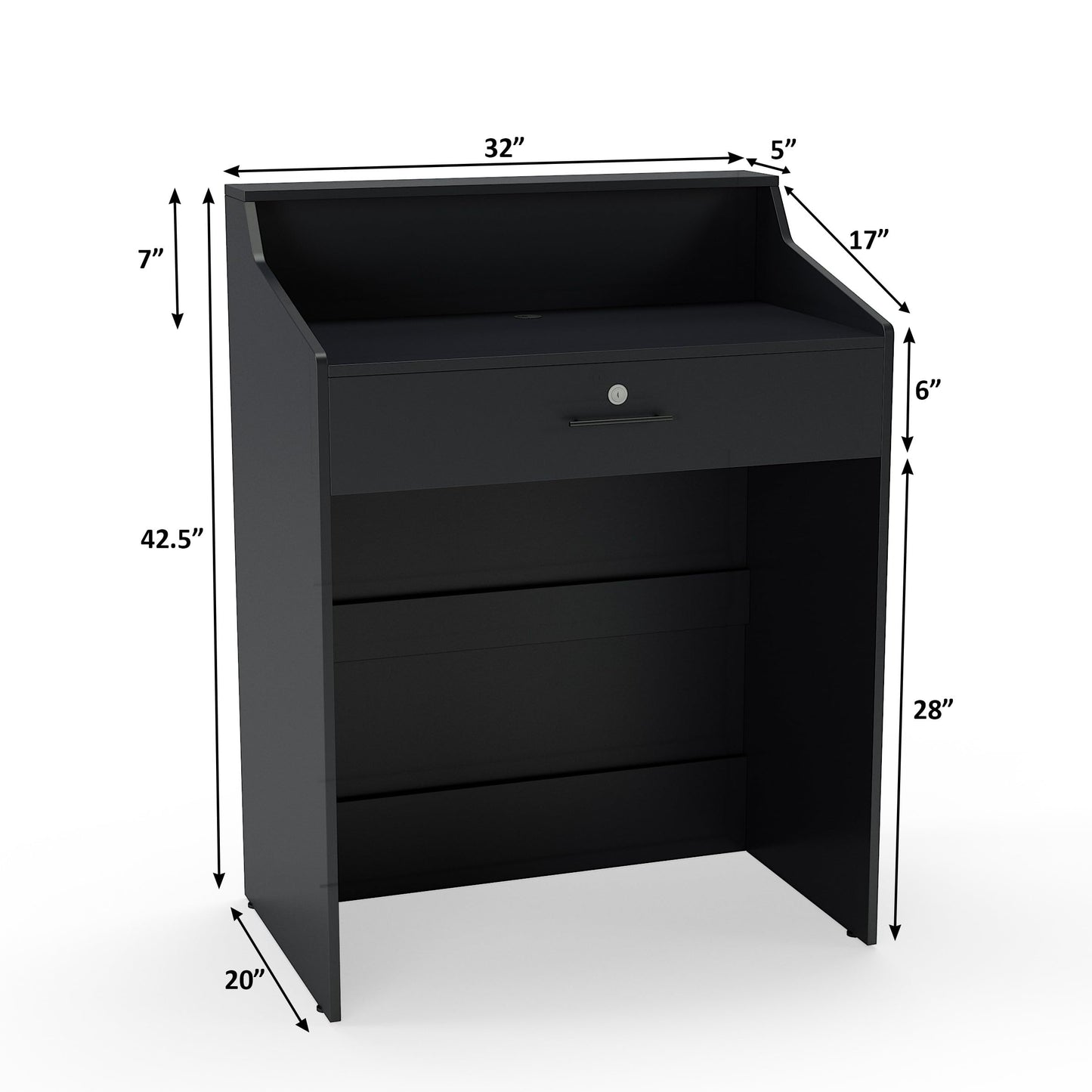 AGATEO Small Reception Desk with Drawer – Front Desk, Checkout Counter & Retail Counter – Cash Register Stand