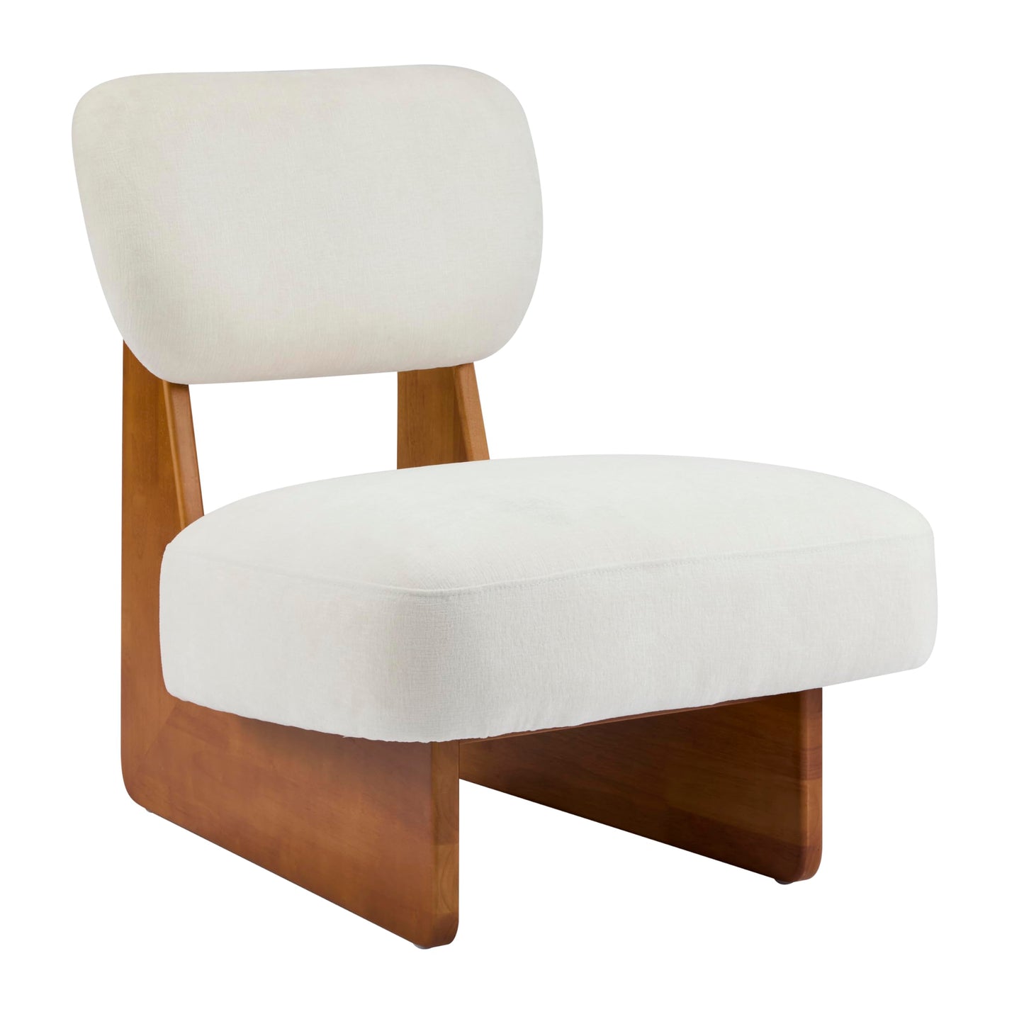 Christopher Knight Home Mores Low Profile Accent Chair Set of 2, Modern Living Room Armless Lounge Chair, Fabric Comfy Reading Chair for Bedroom, Wooden Frame and Thick Padded Seat, Beige + Natural