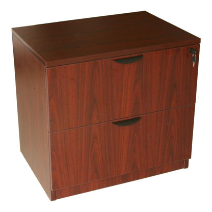 Oakestry Two Drawer Lateral File Cabinet Mahogany Wood Finish Durable Storage Organizer Metal Rails Lockable Filing Drawers Home Office Furniture Classic Executive Style Space Saving Document Solution