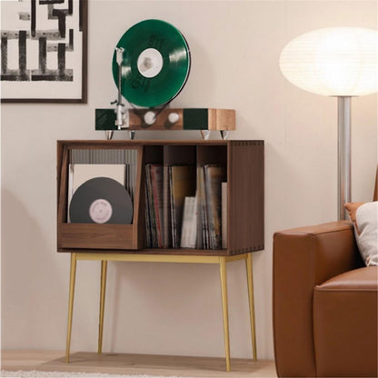 uP9sF2mD DVD Shelf Organizer Light Luxury Wooden Vinyl Record Cabinet with Sliding Doors, High Legged Books CD Storage Rack CD Storage Rack