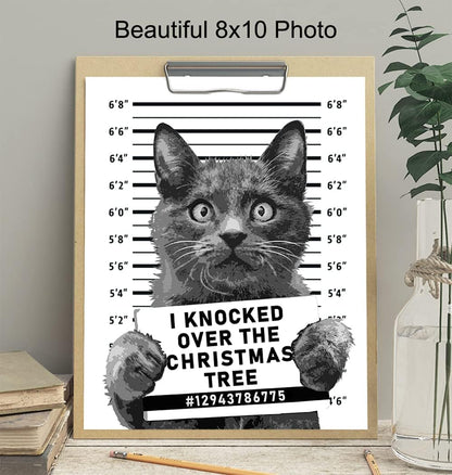 Skiennix Cat Christmas Tree Wall Art | Cute Holiday Decoration for Cat Lovers | 8x10 Unframed Print