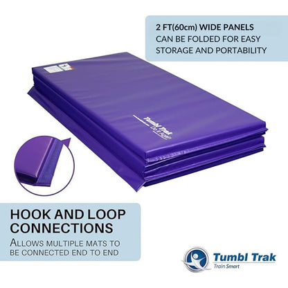Tumbl Trak Gymnastics Folding Tumbling Panel Mat, 4ft x 8ft x 1-3/8in, Purple
