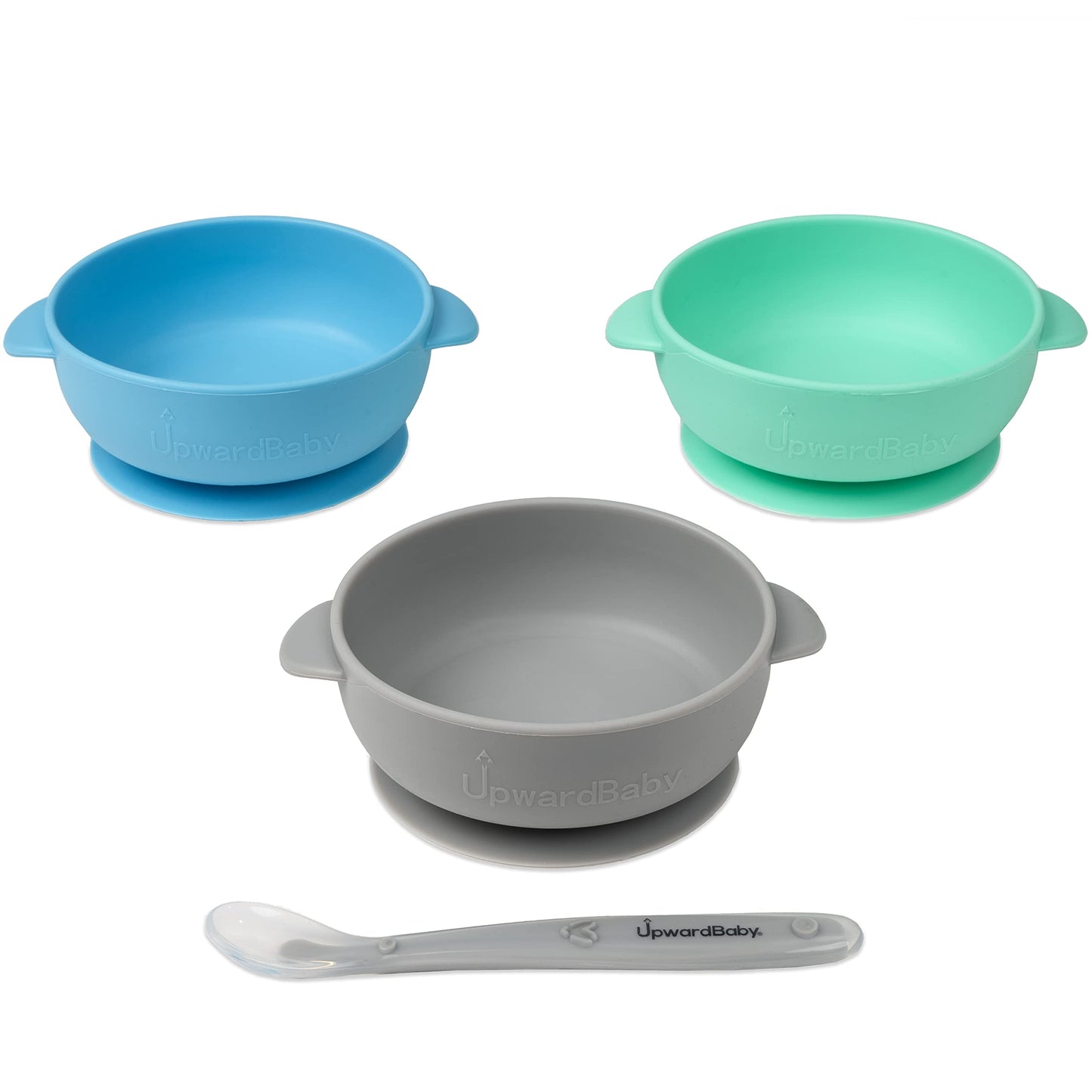 UpwardBaby Baby Silicone Bowl with Suction Set - 3-Pack, Soft & BPA-Free, Microwave & Dishwasher Safe, LED Weaning Kit, Multicolor