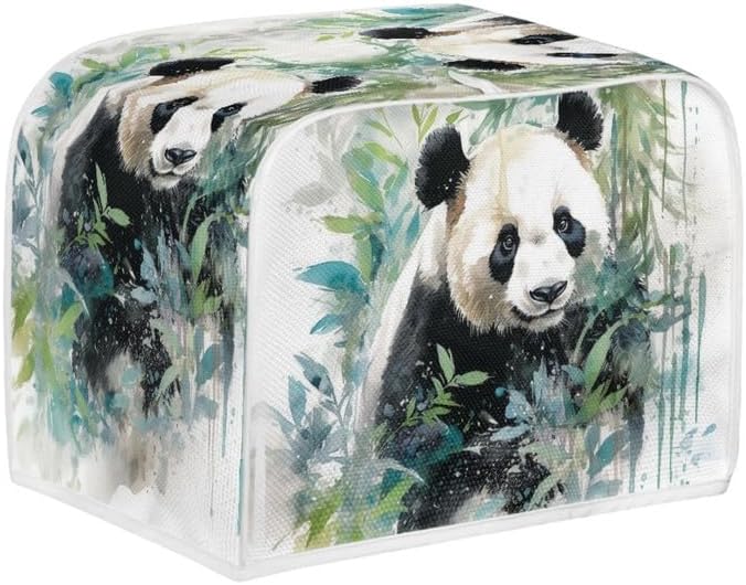 Toaster Cover for 4 Slice, Watercolor Panda Bamboo Dustproof Bakeware Protector, Small Kitchen Appliance Covers