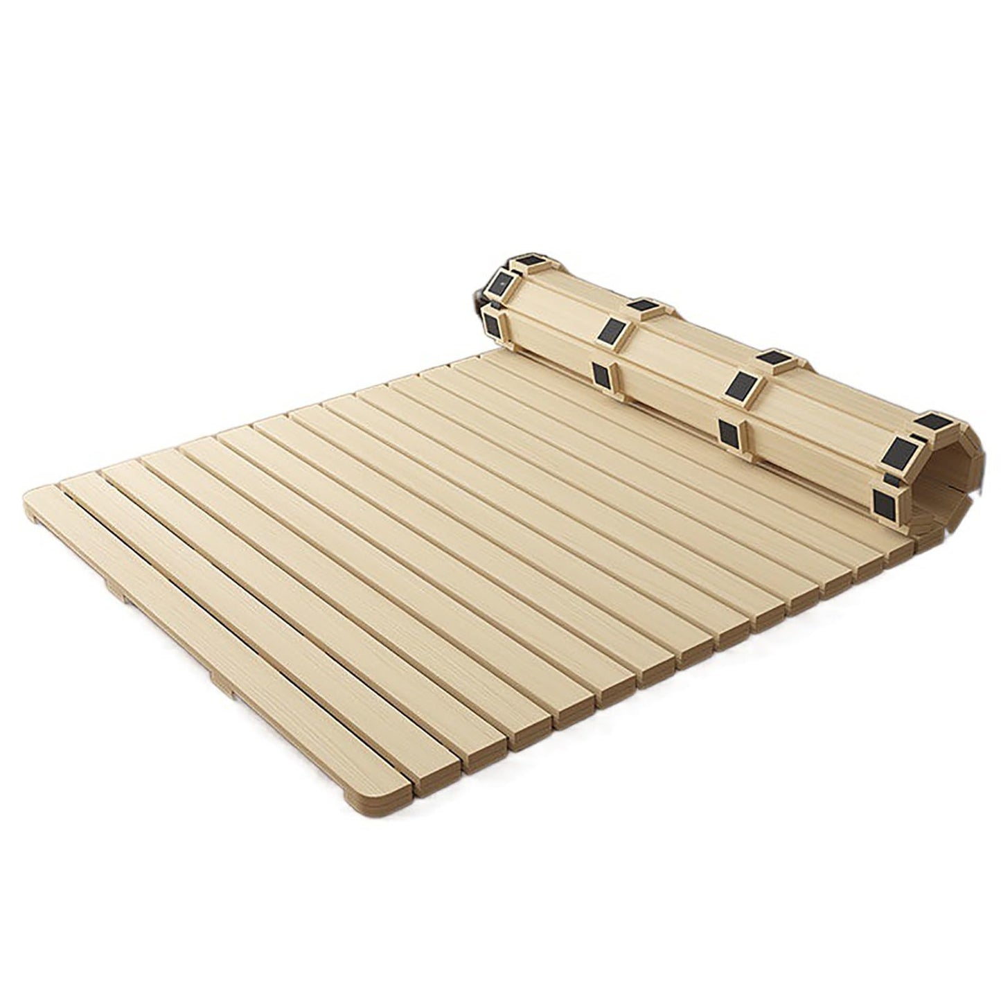 Breathable Bed Plate Solid Wood Futon Frame FoldingBreathable Tatami Sleeping Pad, Rollable Mattress Frame for Bedroom, 135x190cm Bed Base Floor Mat, Comfortable Floor Sleep Bedding for Cozy