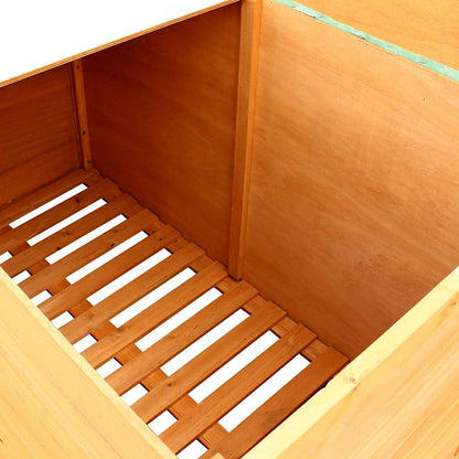 Drillkyn Brown Fir Wood Storage Box with Lid Roof Outdoor Chest for Backyard Patio Yard Storage 49.6 x 28.3 x 28.3 in Durable Outdoor Toy Bin Camping Storage Box