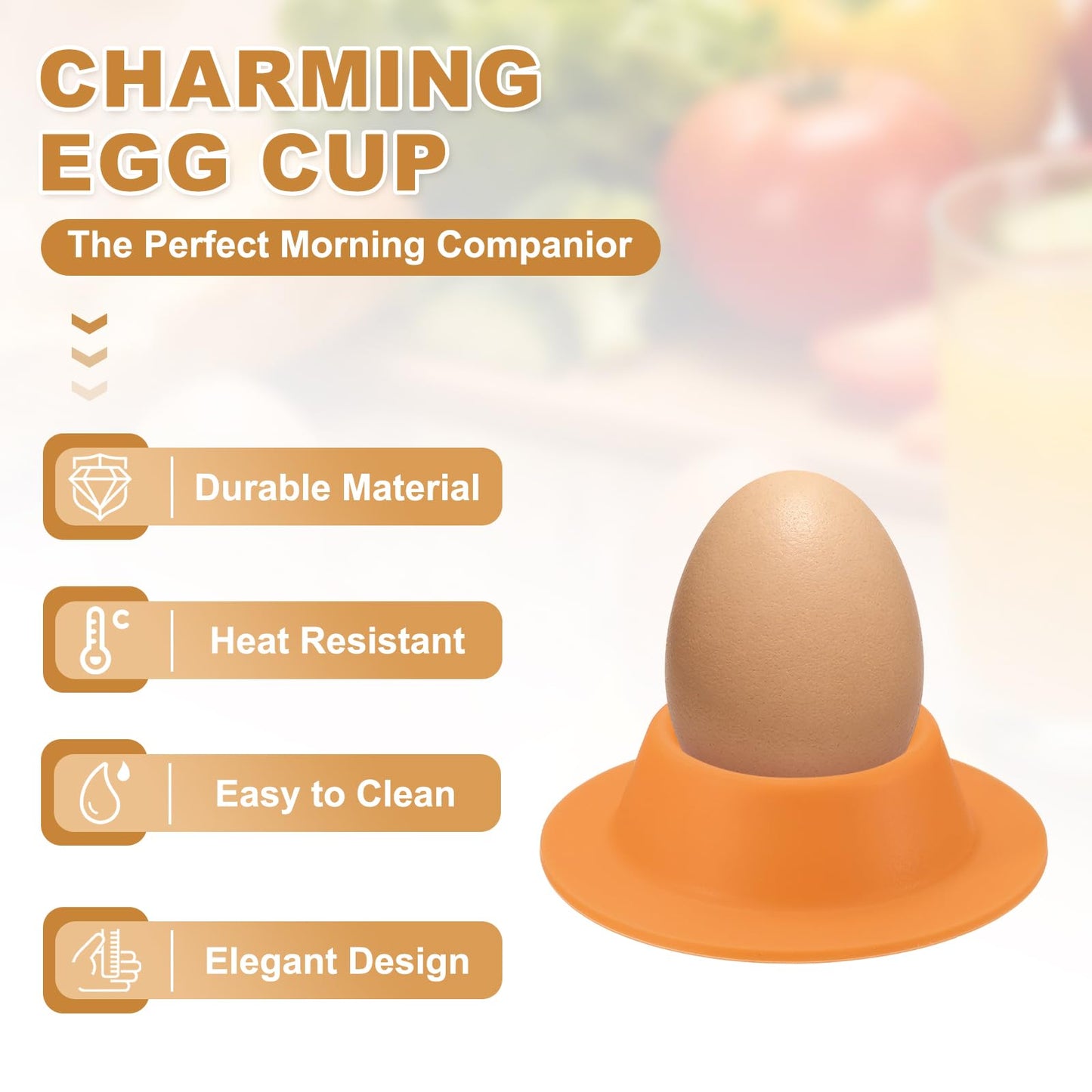 uxcell 4 Pack Soft Boiled Egg Holder, Nonstick Silicone Egg Poacher Cups Poached Cups Kitchen Breakfast Gadget for Microwave Air Fryer Stove Top Cooking Boiled Poached, Orange