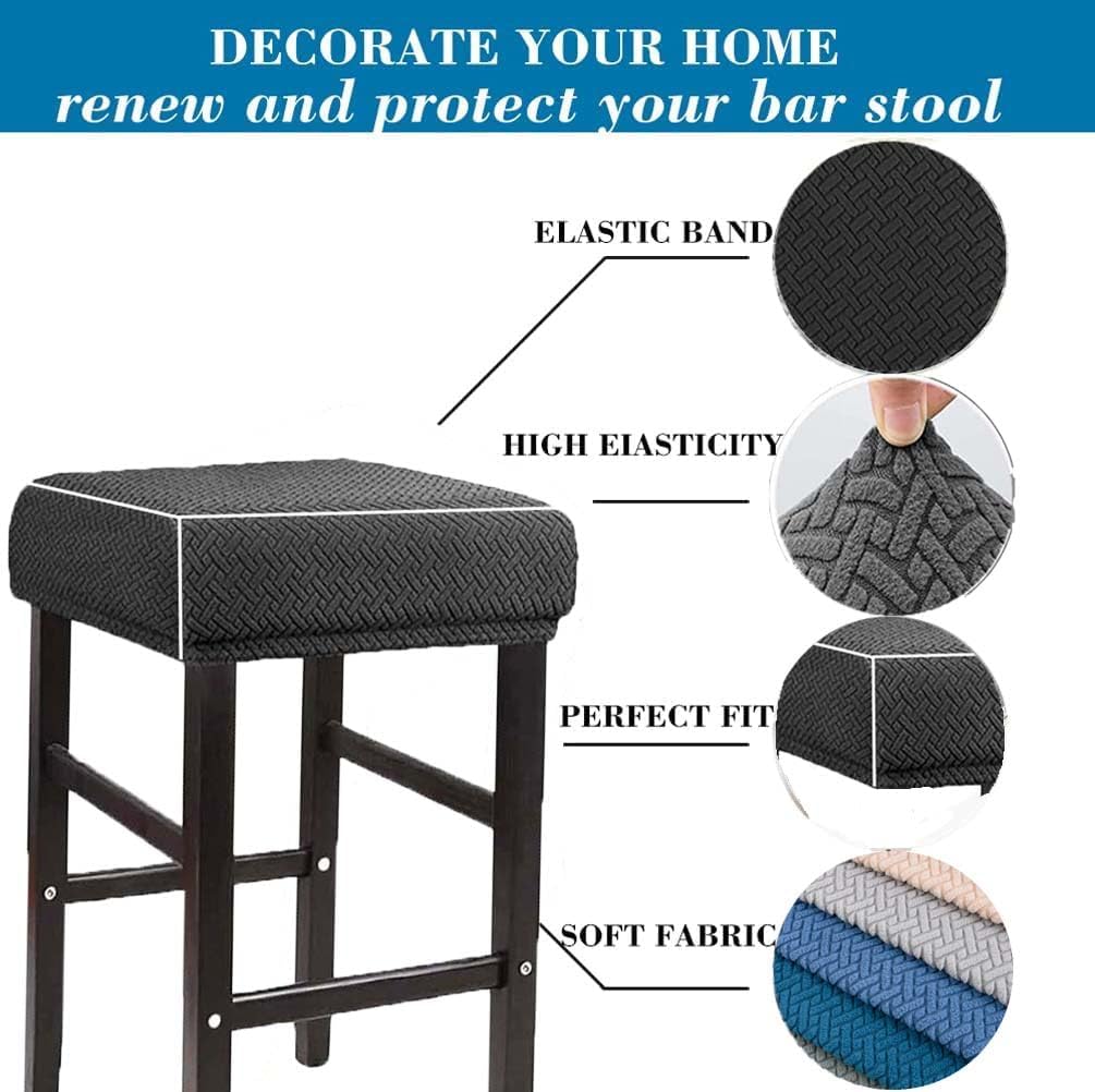 LIULIWEIFA Set 4/2/1 Counter slipcover,Black,2pcs Bar Stool Covers Rectangle of Saddle Bar Stool Covers Slipcover Stool