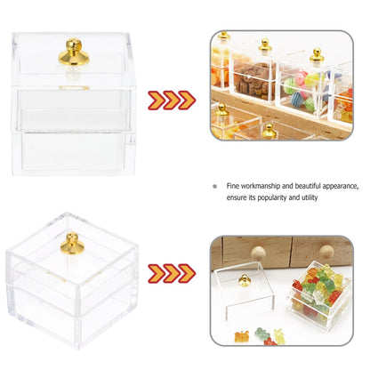 10Pcs Miniature Dollhouse Candy Boxes with Lids, 1:12 Scale Clear Plastic Display Jars, Tiny Food Containers for Doll House Bakery Shop Accessories, 1-inch Mini Treat Box for Crafts & DIY Decor