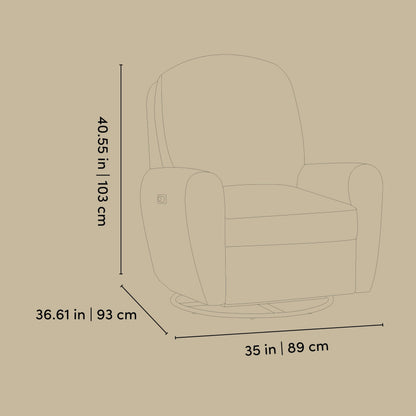 Storkcraft Amalfi Deluxe Power Recliner Swivel Glider – Premium Electronic Nursery Rocking Chair, Oeko-TEX 100 Certified, Includes Dual-USB Charging Port with USB-A & USB-C (Ivory Boucle)