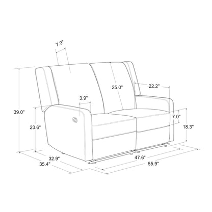 Relax-A-Lounger Evanston 55.9" Reclining Loveseat, Manual Lever Pull, Pocket Coil Comfort, Vegan Leather, Chestnut