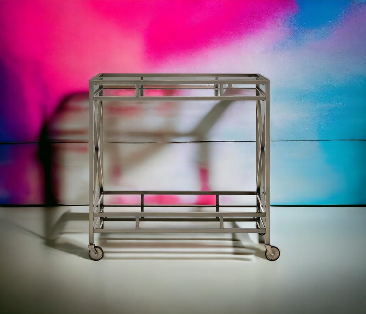 Mirrored Antique Gold Serving Cart