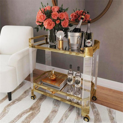 Butler Specialty Company Charlevoix Acrylic 2-Tier Bar Cart - Clear & Gold