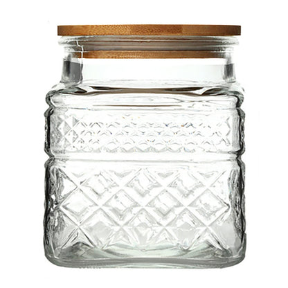 Prettidecor Glass Storage Jars, 38 FL OZ Airtight Canisters with Bamboo Lid, Decorative Kitchen Containers for Cereal, Nuts, Snacks, Candy, Cookies, Coffee, Tea