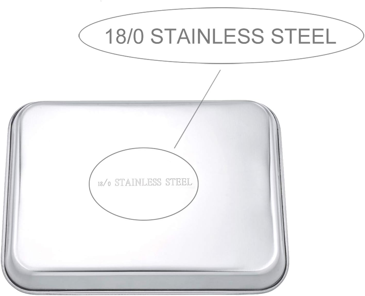 P&P CHEF Stainless Steel Toaster Oven Pan Set, 4-Pieces Mini Baking Pans, Rectangle 9 x 7 Inches