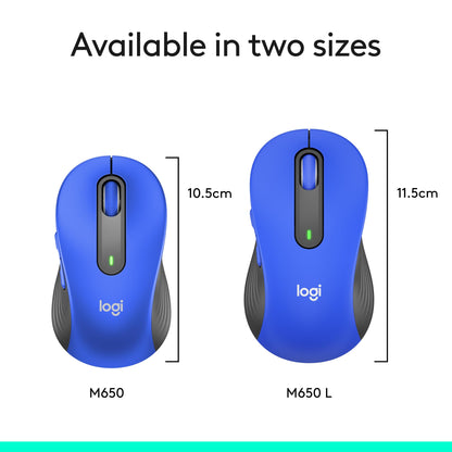 Logitech Wireless Mouse Signature M650 L Full Size - Large Hands, 2-Year Battery, Silent Clicks, Customizable Buttons, Bluetooth, PC/Mac/Chromebook - Black, Right-Handed, Large