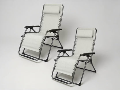 Member Mark Extra Large Anti-Gravity Chair, Folding Recliner with Headrest, Set of 2 (Cast Silver)
