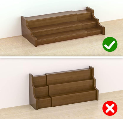 Bamboo Spice Rack Cabinet Organizer, 3 Tier Wooden Expandable Walnut Display Shelf
