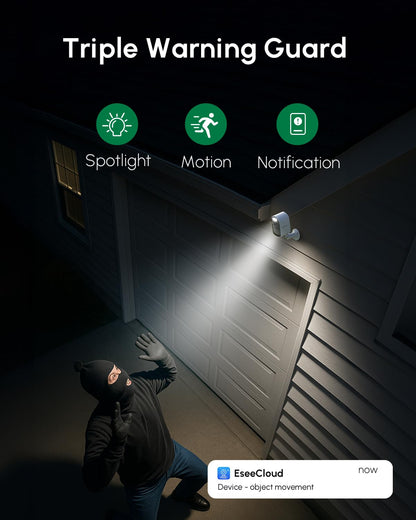 Sebikam Wireless Outdoor Security Camera System, 4 Solar Powered 2K/4MP Battery Cameras, Dual Band 5GHz & 2.4GHz WiFi, Color Night Vision, PIR Motion Detection, Remote App Access for Home Security