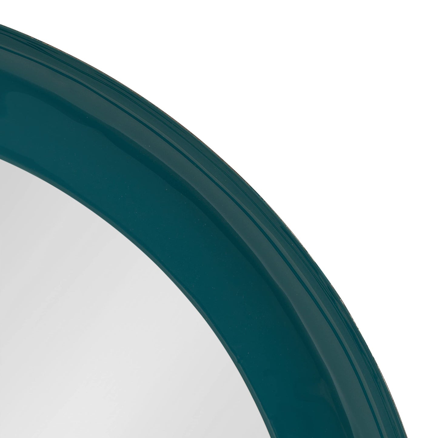Kate and Laurel Laranya Modern Round Mirror, 22 Inch Diameter, Teal and Black, Decorative Circle Mirror with Metal Frame and Glossy Hand Applied Finish