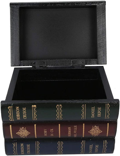 Wooden Jewelry Box, Book Shaped Storage Case, Antique Fake Books Decor for Home Office Car Decoration