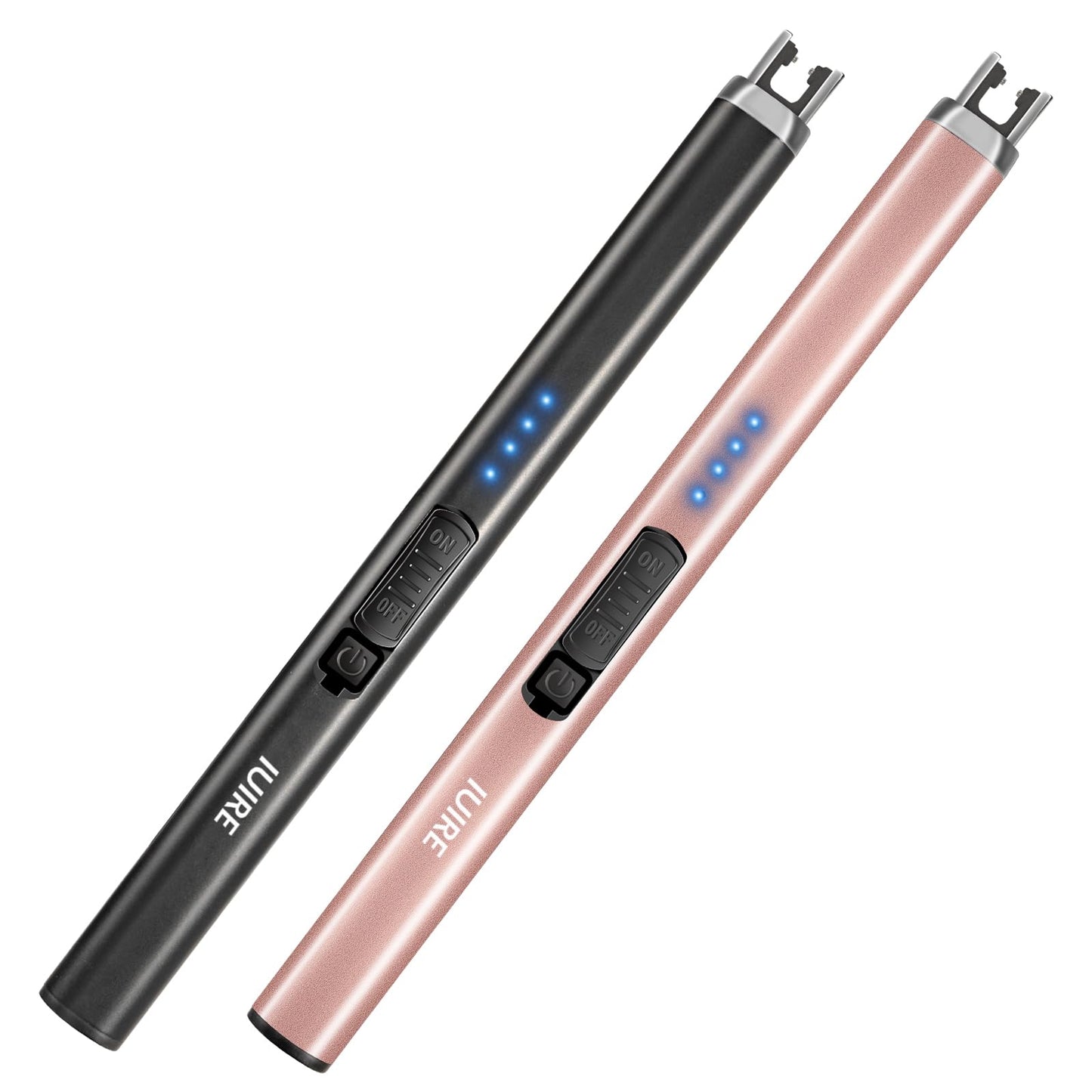 IUIRE Candle Lighters Electronic Arc Windproof Flameless USB Rechargeable Lighter (2 Pack - Black&Rose Gold)