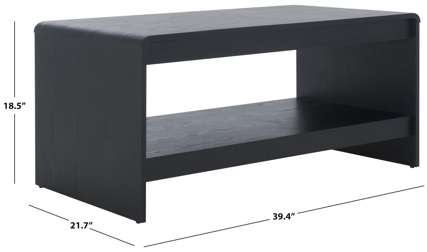 SAFAVIEH Home Collection - Arsenio Coffee Table, Black Finish with Lower Shelf (COF3100B)