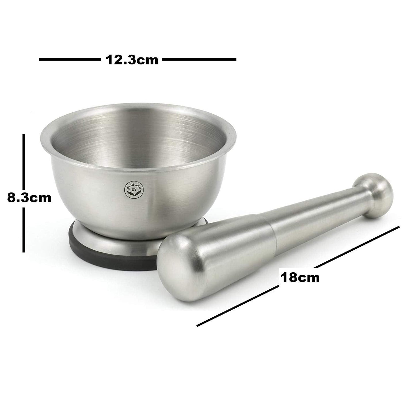 NewlineNY Stainless Steel Hand Masher & Bowl, Mortar and Pestle Set