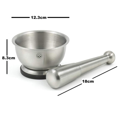 NewlineNY Stainless Steel Hand Masher & Bowl, Mortar and Pestle Set