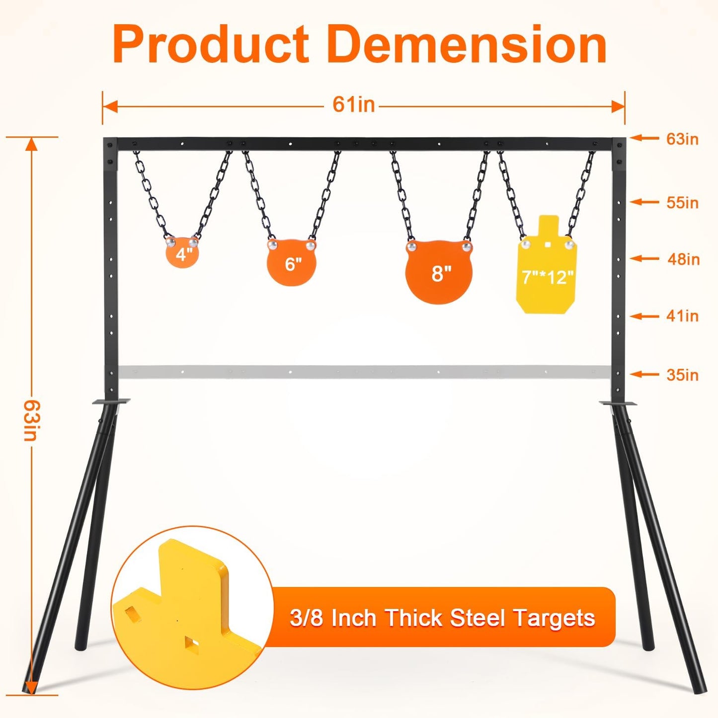 GADFISH AR500 Steel Target Stand System, 3/8 Inch Thick Steel Hostage Targets, Adjustable Height AR500 Shooting Targets for Shooting Range Outdoors