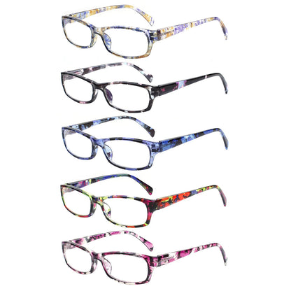 VIDEBLA 5 Pack Computer Reading Glasses Men and Women Anti Eyestrain Blue Light Blocking Glasses for Reading (5 Mix-2, 2.50)