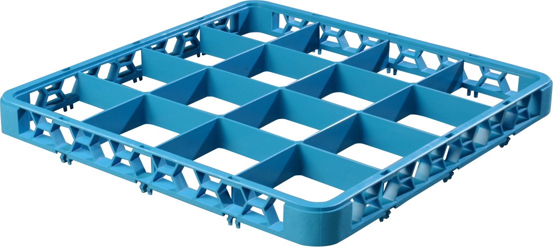 Carlisle FoodService Products RE1614 OptiClean 16 Compartment Divided Glass Rack Extender, Blue