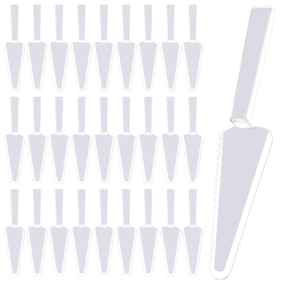 50Pcs 9.1Inch Plastic Disposable Cake Cutter Cake Server Cutting Spatula Knives Pie Pizza Pastry Slicer Serving Utensils for Kitchen Wedding Buffet (Clear)