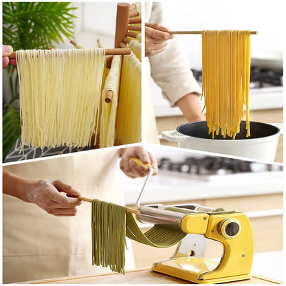 Pasta Drying Rack Wooden Spaghetti Stand Dryer Collapsible Wooden Pasta Drying Rack with 16 Suspension Rods Homemade Fresh Noodle Stand Dryer Easy Storage and Quick Set-Up Hanging Rack