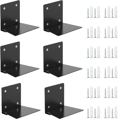 6PCS Eapele Invisible Floating Bookshelf, Heavy-Duty Hanging Bookshelves, Steel Constructed Wall Mounted Hidden