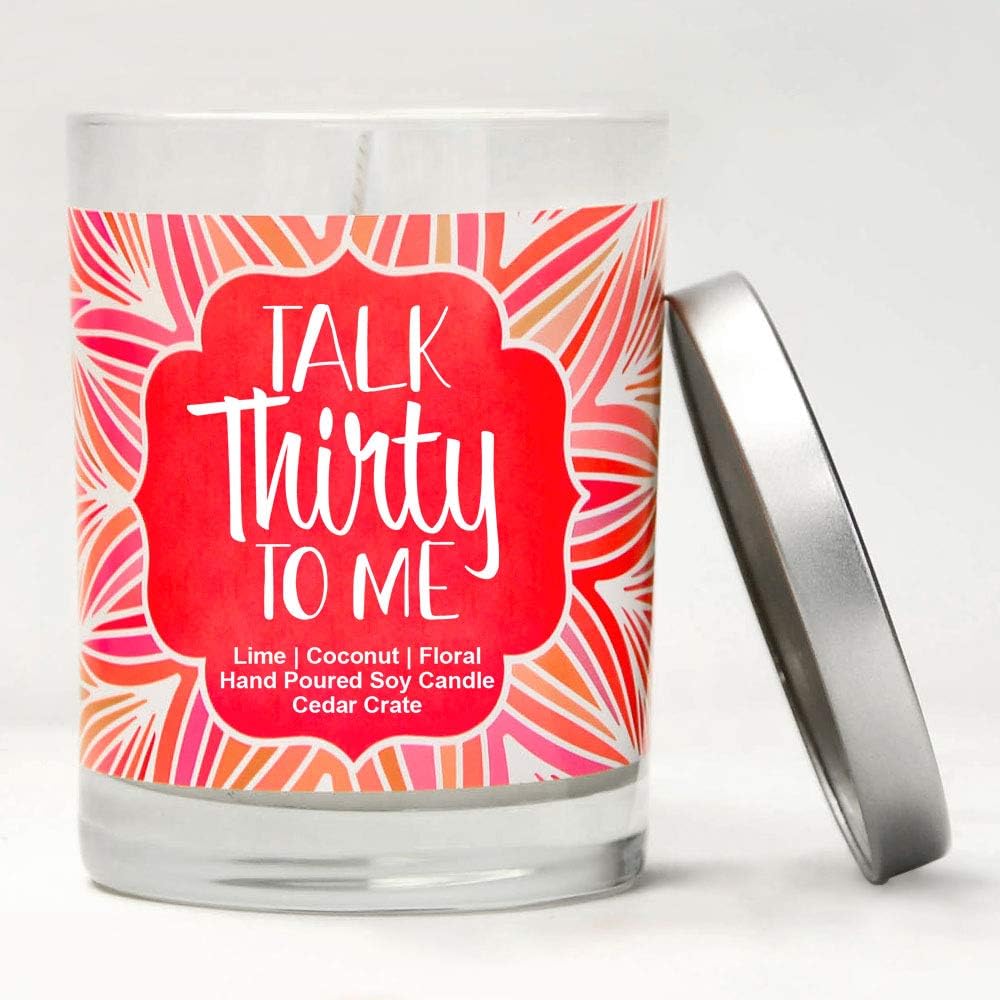 30th Birthday Candles for Her, Talk Thirty to Me, Gifts for Women, 100% Soy Wax, Made in USA, Sister Bestie