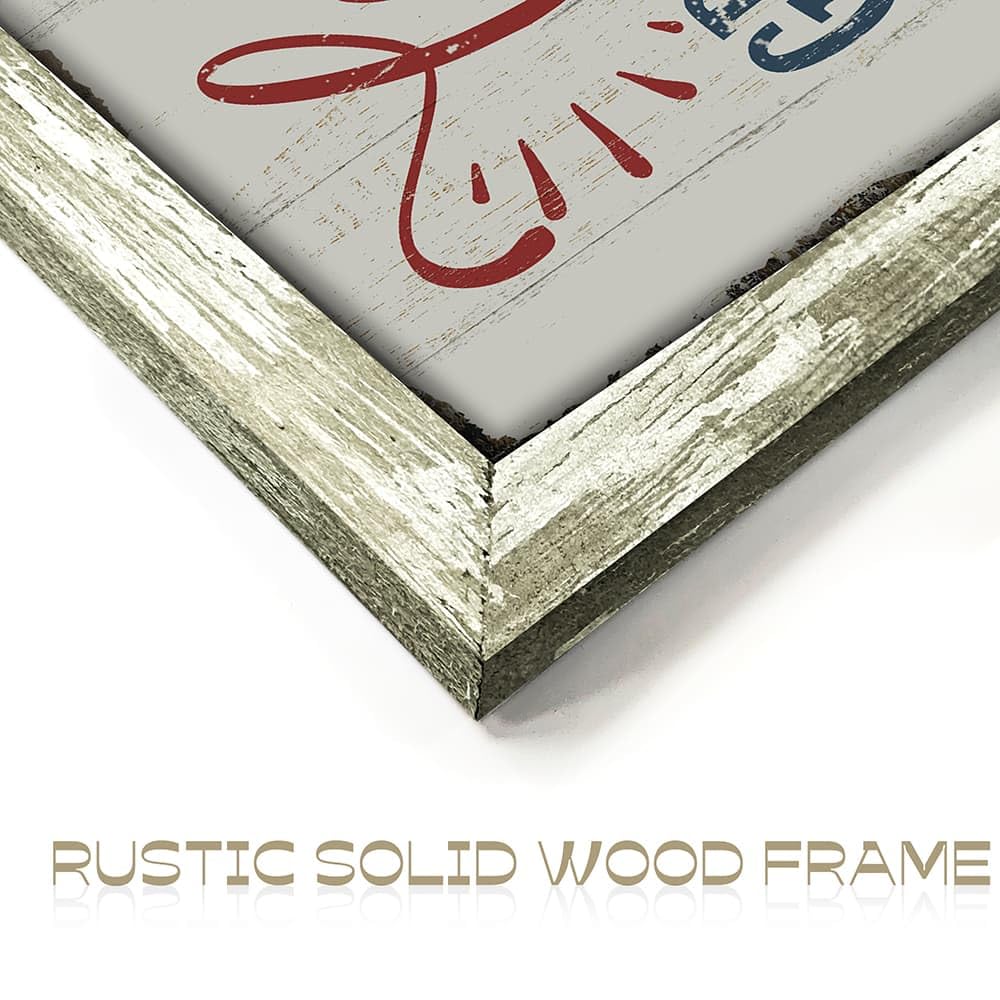 Rustic Home Sign Wall Decor: Farmhouse Family Quotes Wood Framed Art Print Inspirational Love Saying Picture Artwork for Bedroom Living Room Country House Decorations