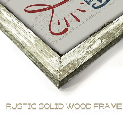 Rustic Home Sign Wall Decor: Farmhouse Family Quotes Wood Framed Art Print Inspirational Love Saying Picture Artwork for Bedroom Living Room Country House Decorations