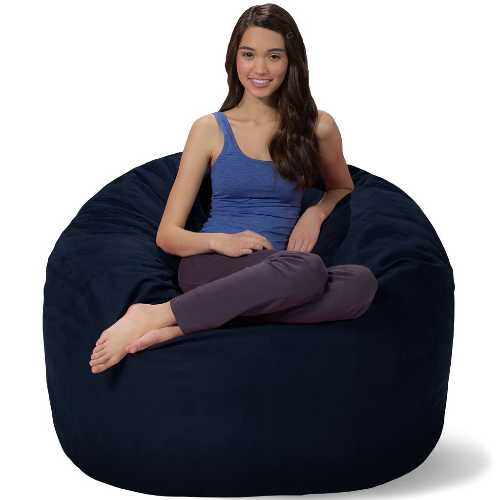 Comfy Sacks Memory Foam Bean Bag, 4 Foot, Navy Microsuede