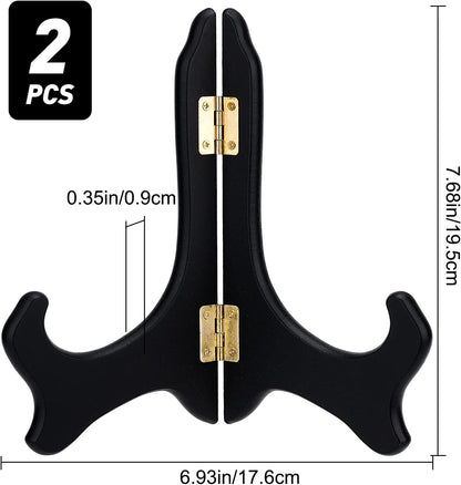 GORGECRAFT 2 Packs Wooden Display Stand, Black Easels for Home Displaying Picture Photo Books, 7 Inch