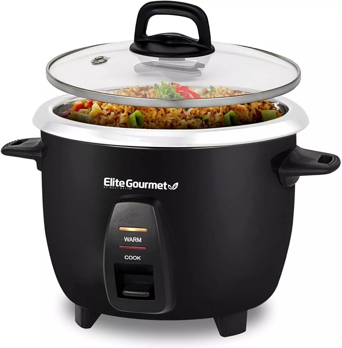 Elite Gourmet ERC2010B Electric Rice Cooker with Stainless Steel Inner Pot Makes Soups, Stews, Porridge's, Grains and Cereals, 10 cups cooked (5 Cups uncooked), Black