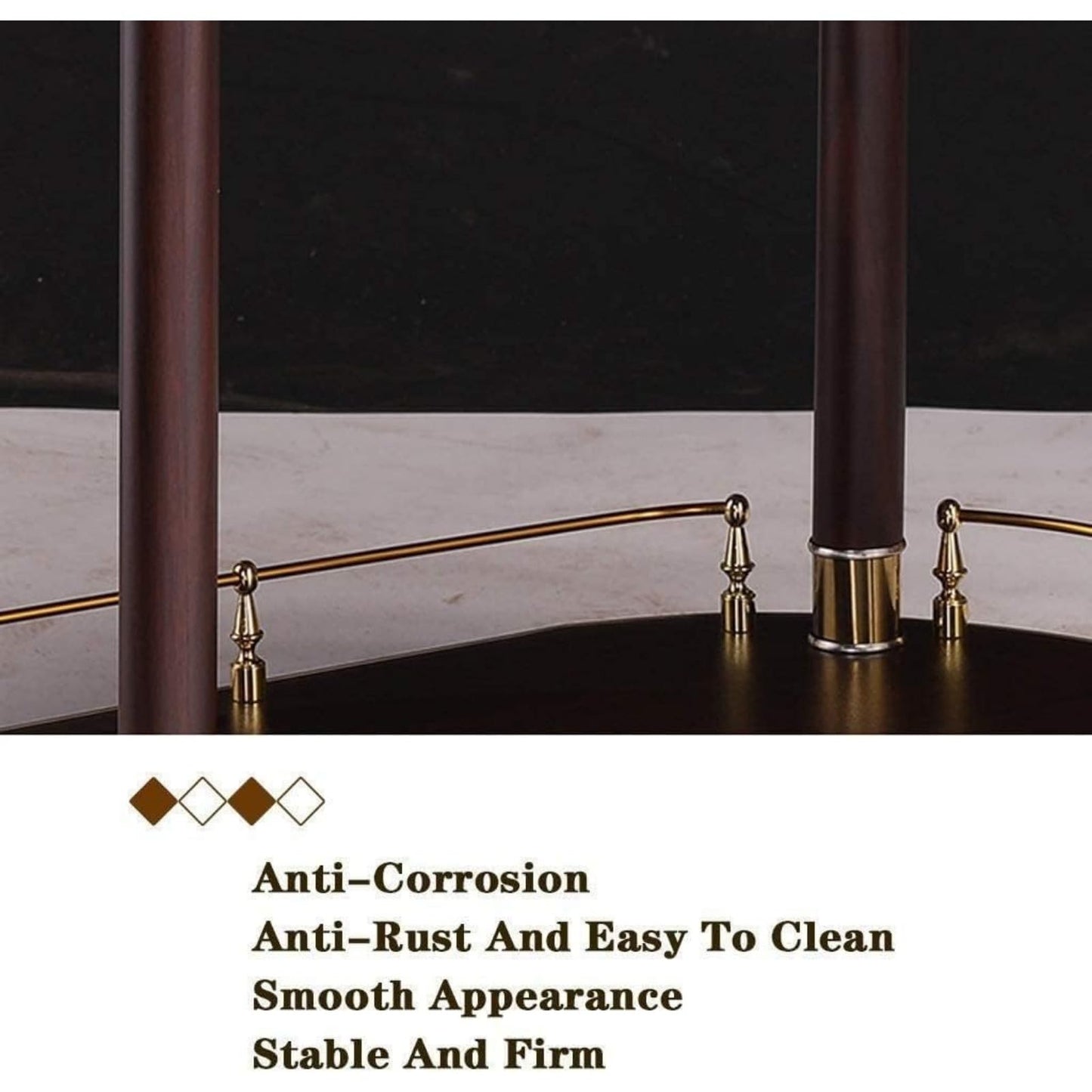 Bar Serving Cart for Hotel Luxury Restaurant, Drinks Liquor Trolley On Wheels Fully Assembled | Serving Trolley for 5 Star Hotel and Club Bar Cart Drinks Serving Tea (Gold)