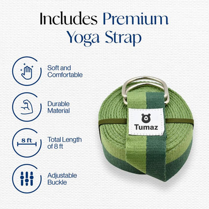 Tumaz Non-Slip Yoga Blocks 2-Pack - High Density/Lightweight EVA Foam & Natural Cork for Stability, Premium Set with E-Book Included