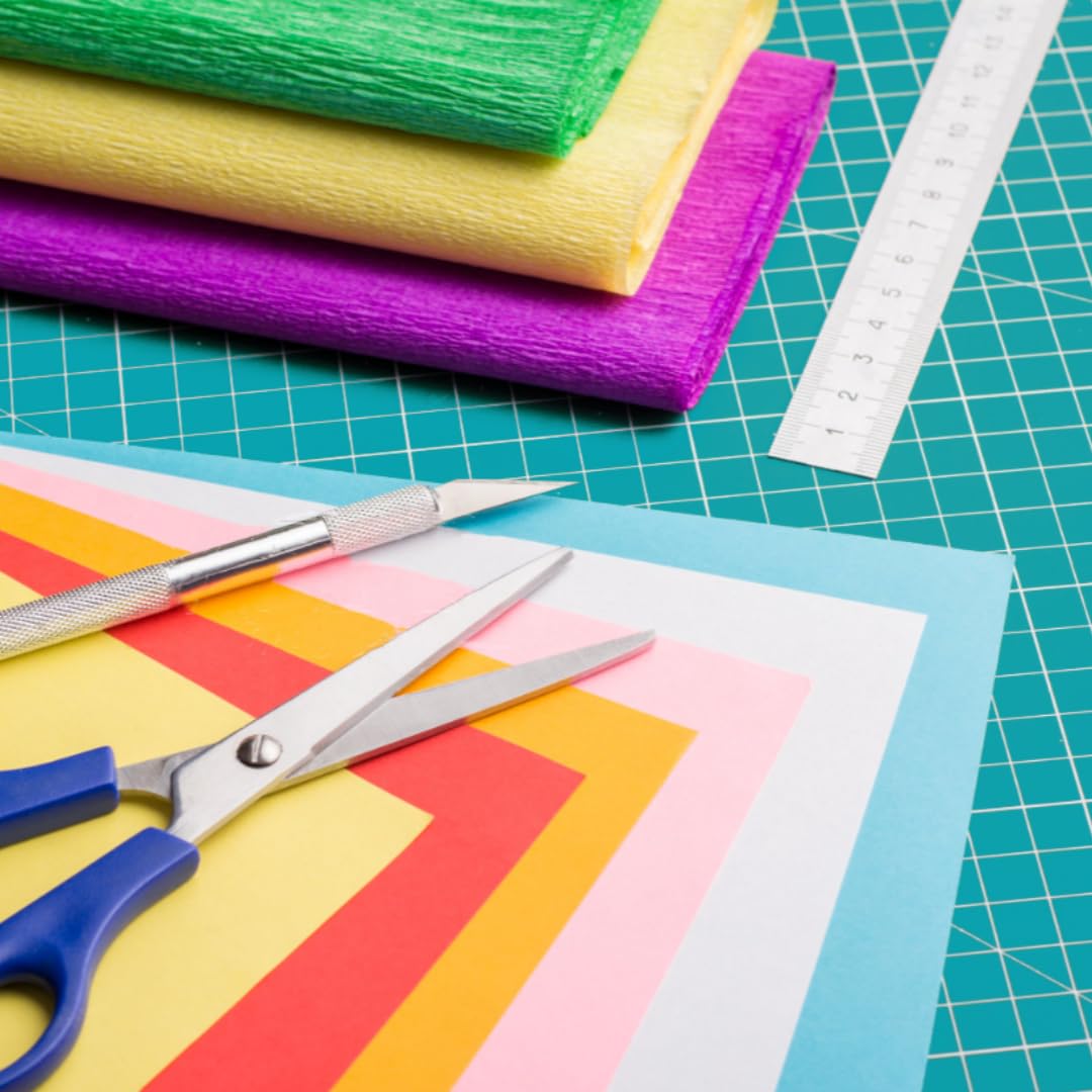 AMASEWART 18"x24" Self Healing Cutting Mat, Sewing Mat for Crafts, Double Sided 5-Ply Table Cutting Board for Fabric Quilting Leather Modeling Hobby Project, Turquoise