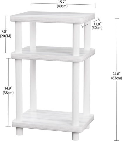 DALEMHOME 3 Solid Wood Tier End Table, Side Table Sofa Couch Table for Living Room, Night Stand Storage Shelf