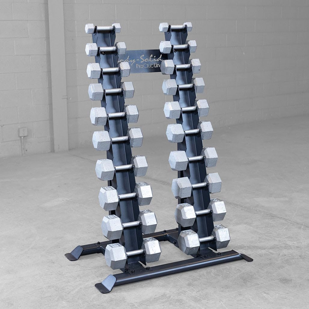 Body-Solid (SRD300) Pro Clubline Dumbbell Rack, Compact Vertical Storage for Commercial and Home Gym Weights, Designed for Body Solid SDX and SDR Dumbbells