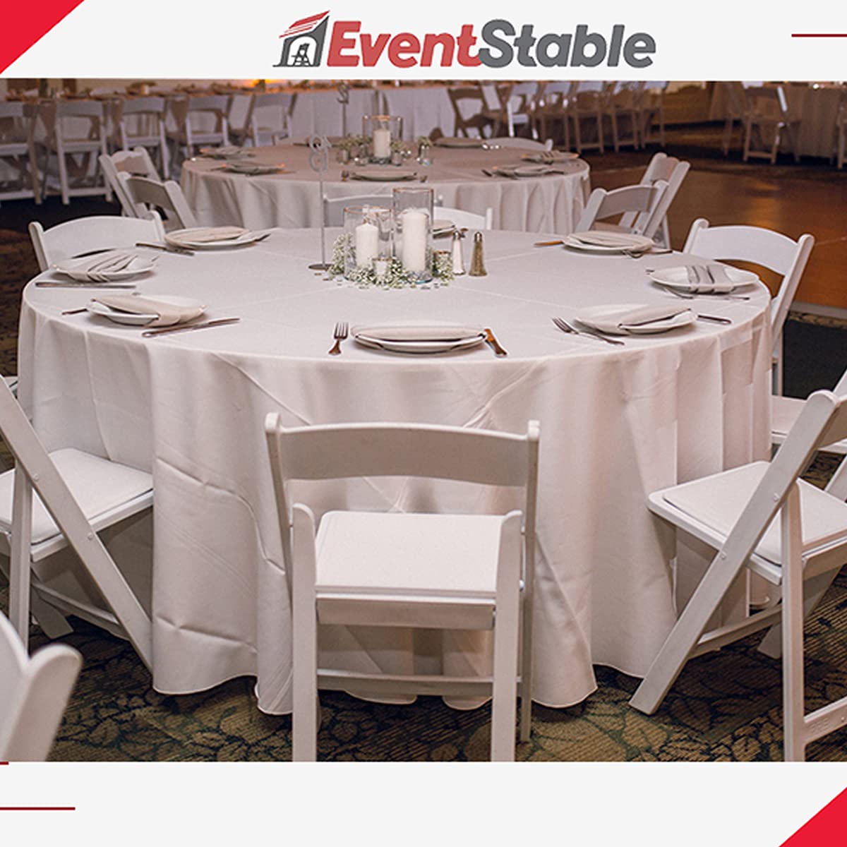 EventStable Titan Series 100 Resin Folding Chairs with 4 Dollies and 4 Straps Bundle - White Indoor/Outdoor Lightweight Folding Chair - Padded Folding Chair for Weddings Parties Events