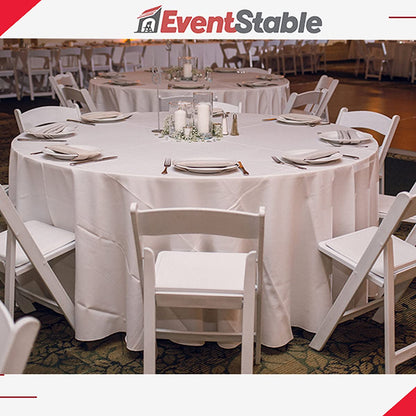 EventStable Titan Series 100 Resin Folding Chairs with 4 Dollies and 4 Straps Bundle - White Indoor/Outdoor Lightweight Folding Chair - Padded Folding Chair for Weddings Parties Events