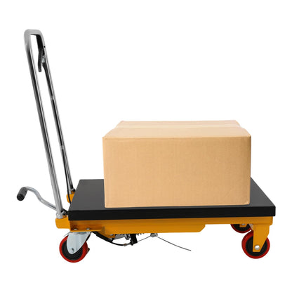 Hydraulic Scissor Lift Table 500lbs, Heavy Duty Steel Platform Cart with Locking Wheels, Adjustable Height 28.5" for Warehouse, Factory Material Handling